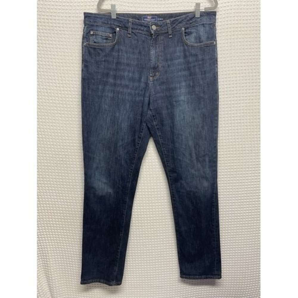 Vineyard Vines Blue Denim Pockets‎ Stretch Straight Jeans Men 38x32 Turkey